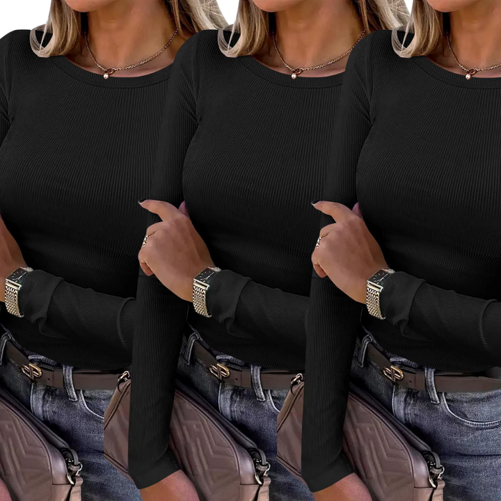 Karin™ | Basic comfortabele ribbed crewneck shirt