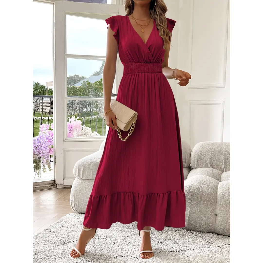 Avaleri™ | Elegante shirred V-hals summer maxi jurk