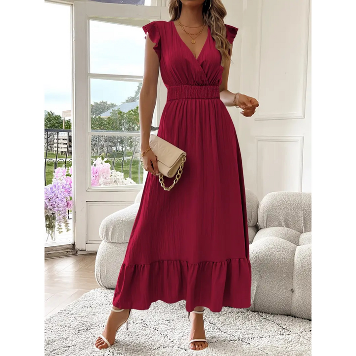 Avaleri™ | Elegante shirred V-hals summer maxi jurk