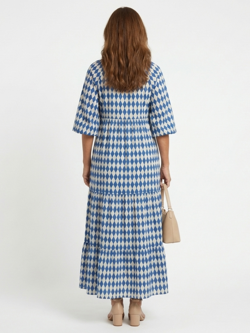 Sara | Diamond print maxi jurk
