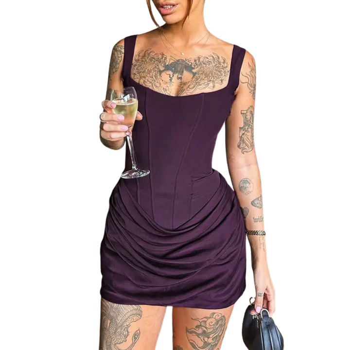 Maribeth™ | Sexy ruched drawstring corset mini jurk