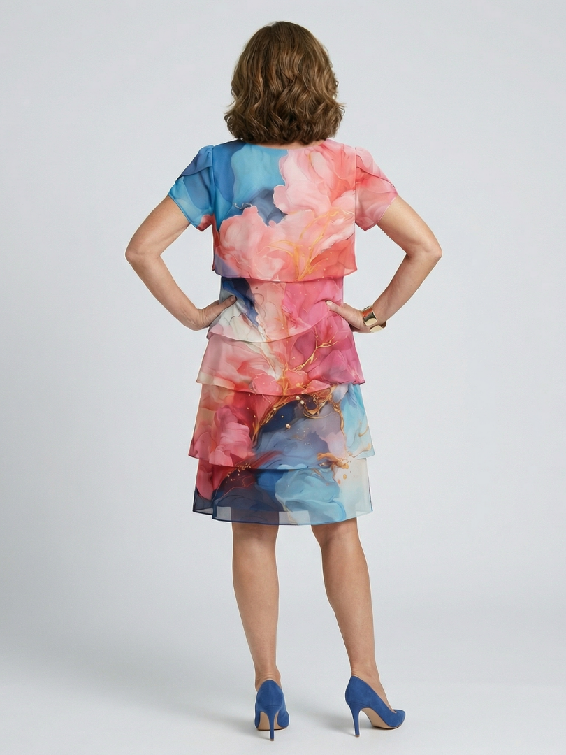Mira | Poised marble knee length jurk