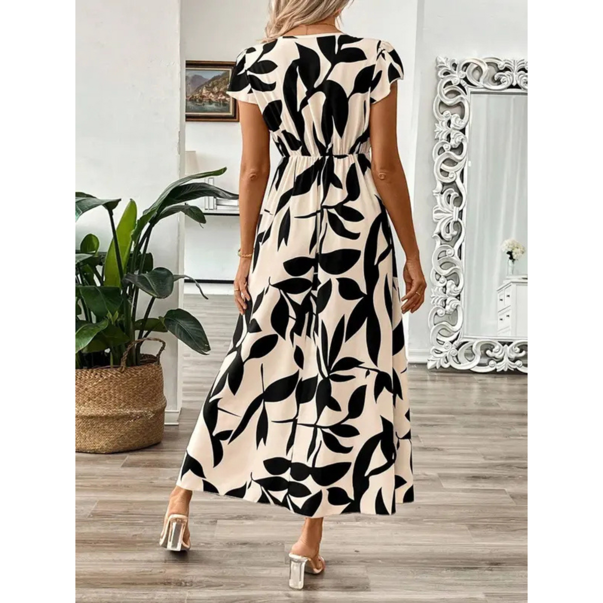 Zoella™ | Elegante summer met print short sleeve maxi jurk