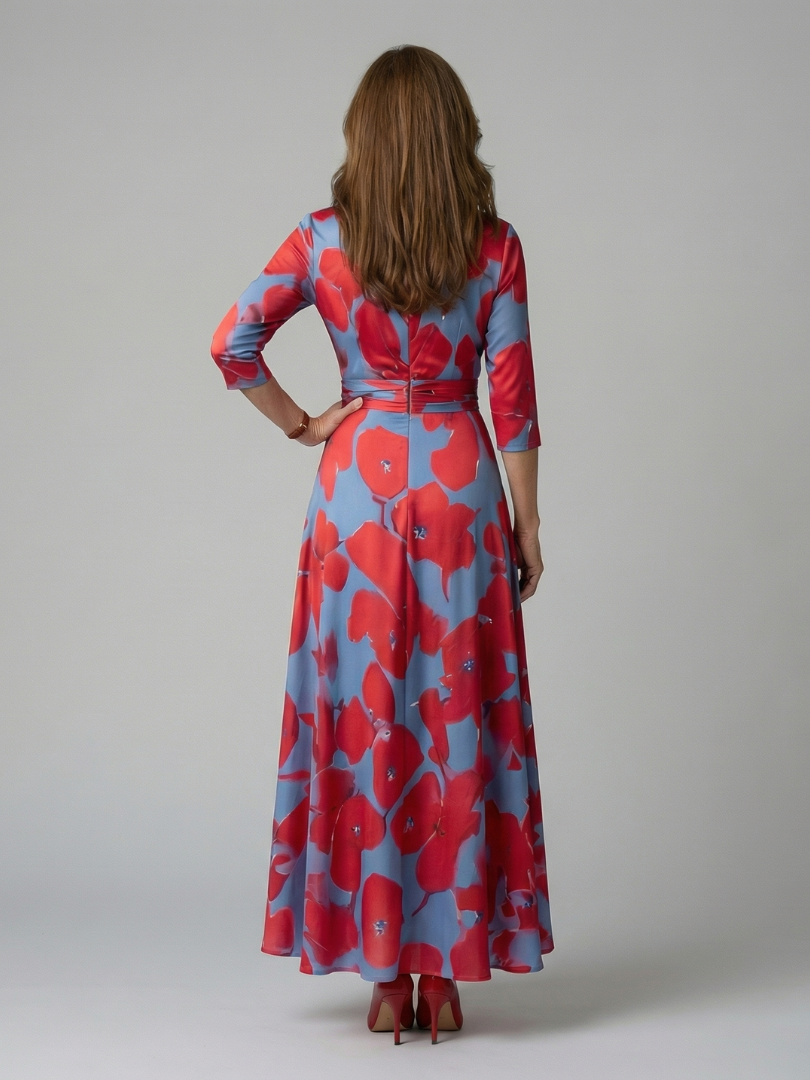 Celine | Cross wrap neck midi jurk