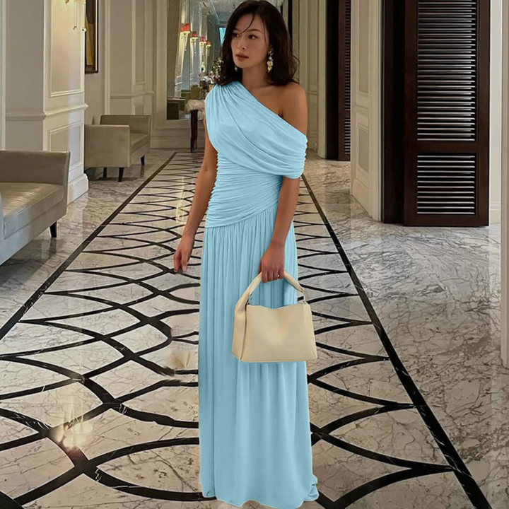 Shina™ | Elegante one shoulder evening maxi jurk