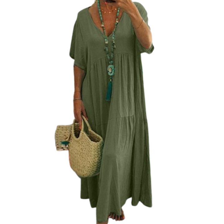 Viviani™ | Comfy V-hals casual ruffle boho jurk