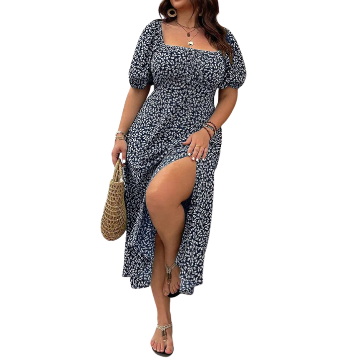 Sandra™ | Trendy plus size bloemen print jurk
