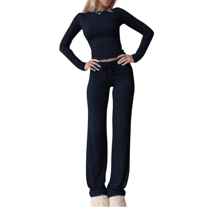 Cecily™ | Slim fit lange mouwen crop tee & broek matching set