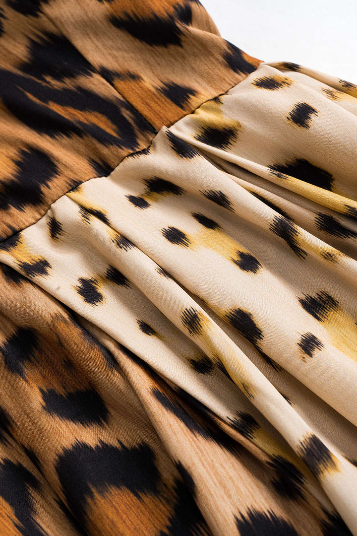 Bianca™ | Bold leopard print midi jurk