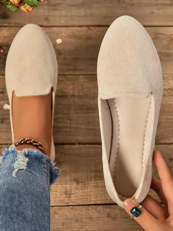 Sherna™ | Dames effen kleur ballerina's zachte sole spitse neus slip-on schoenen