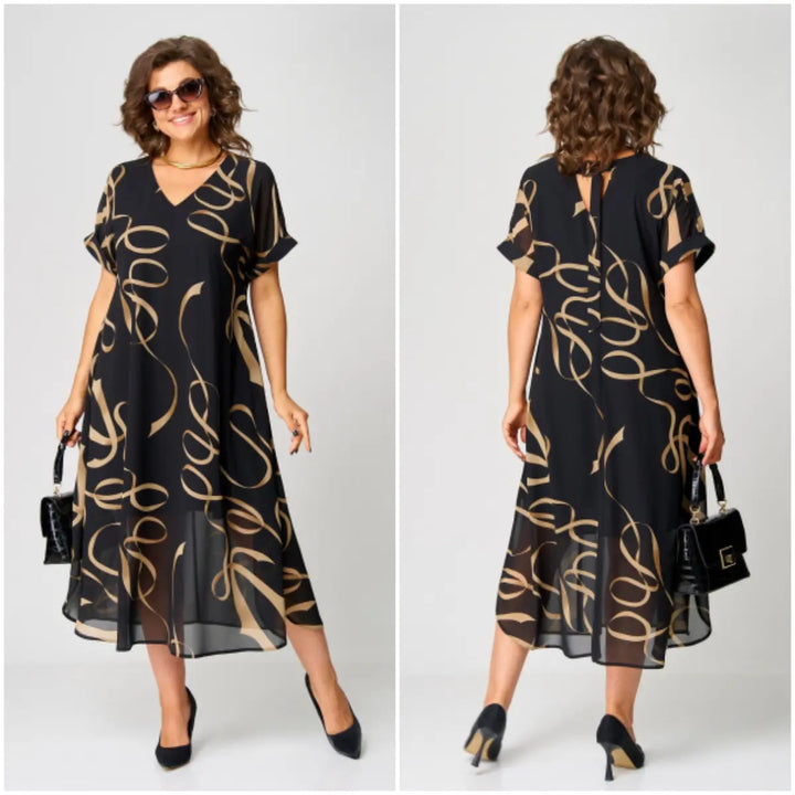 Valessia | Met print midi jurk