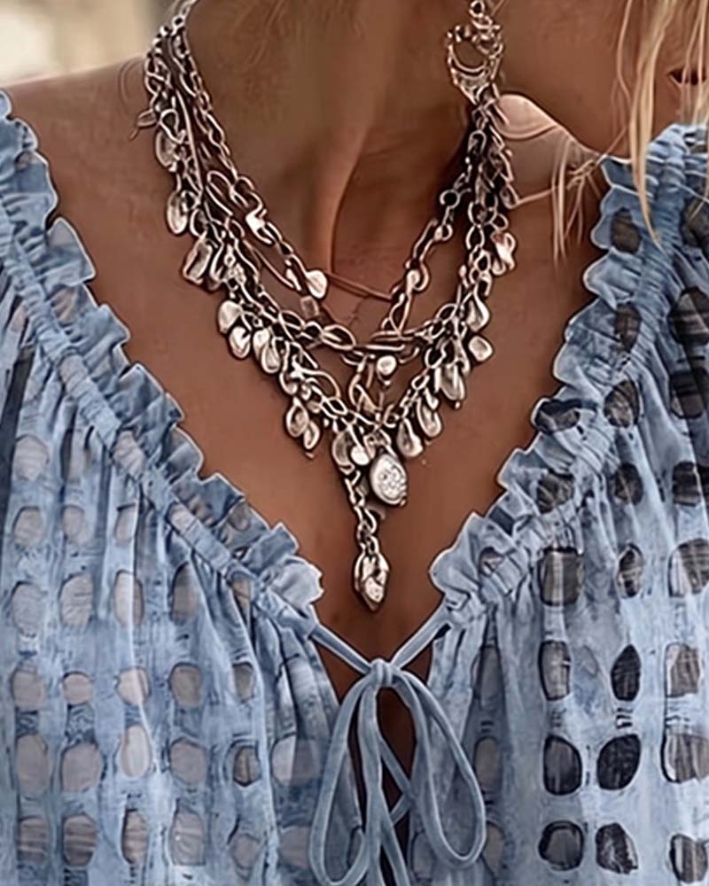 Blouse À Pois Avec Lacets