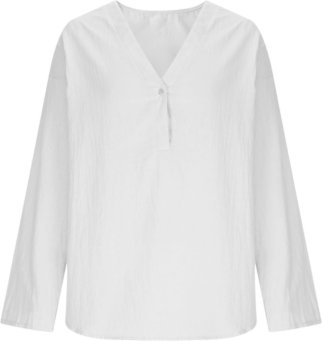 Cora | Luchtige Linnenmix Blouse met Driekwartsmouwen
