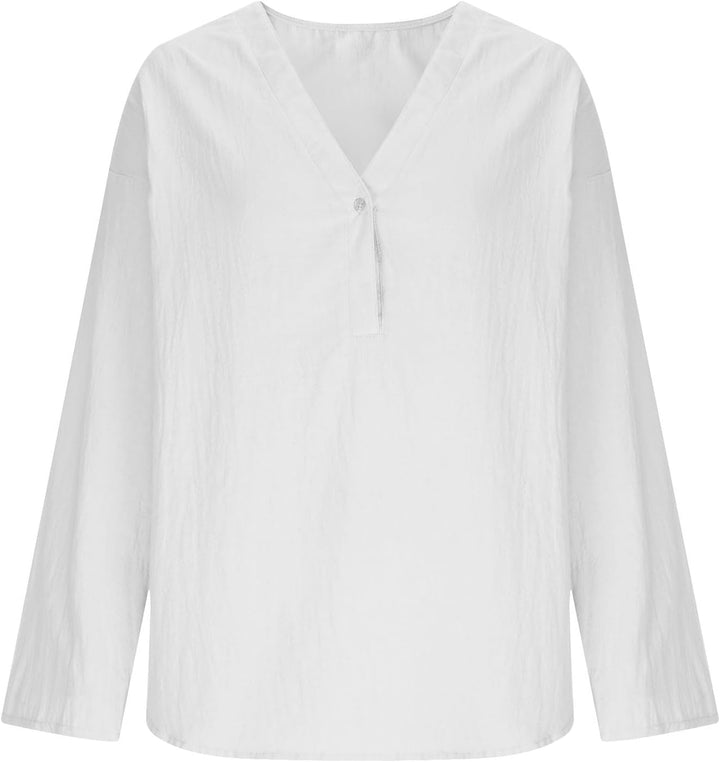 Cora | Luchtige Linnenmix Blouse met Driekwartsmouwen