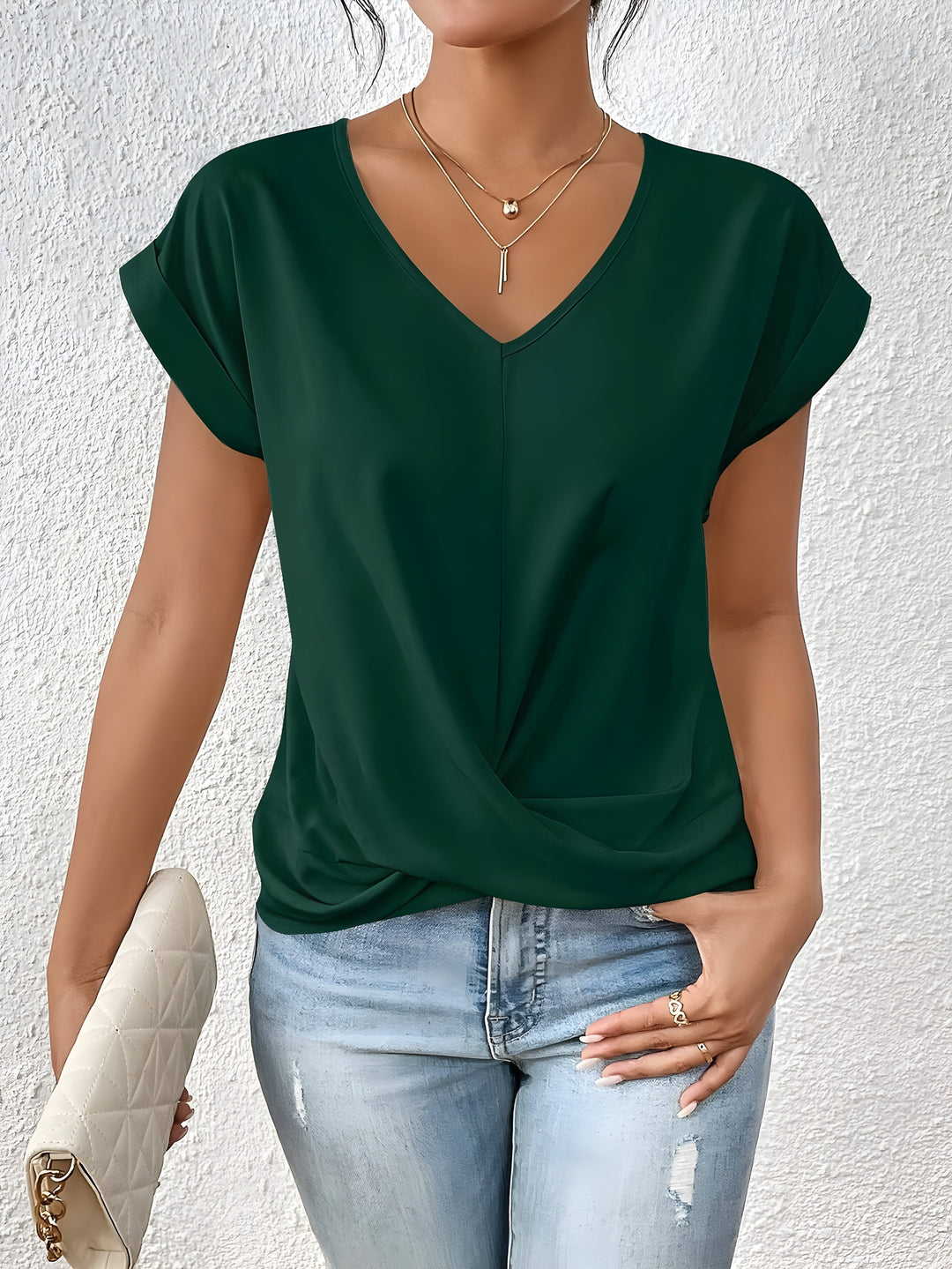 Meika™ | Klassieke twist detail top met V-hals
