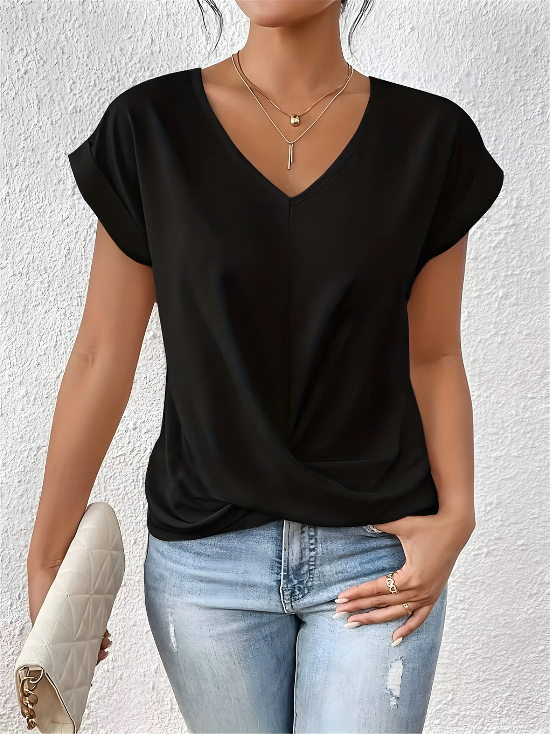 Meika™ | Klassieke twist detail top met V-hals