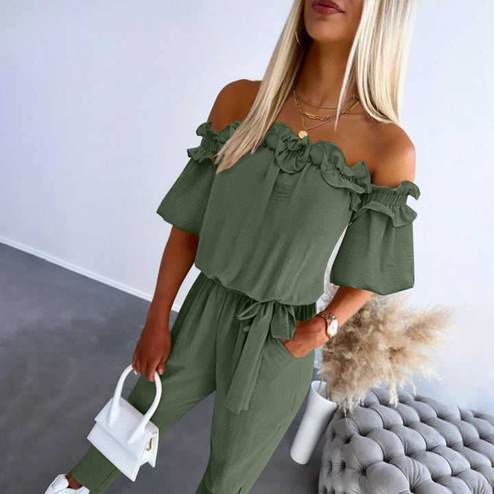 Ferili | Chique off shoulder frill tie-waist jumpsuit