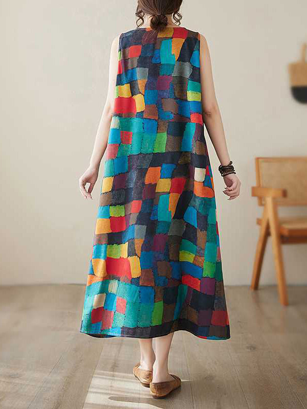 Belle | Jurk with colourful squares
