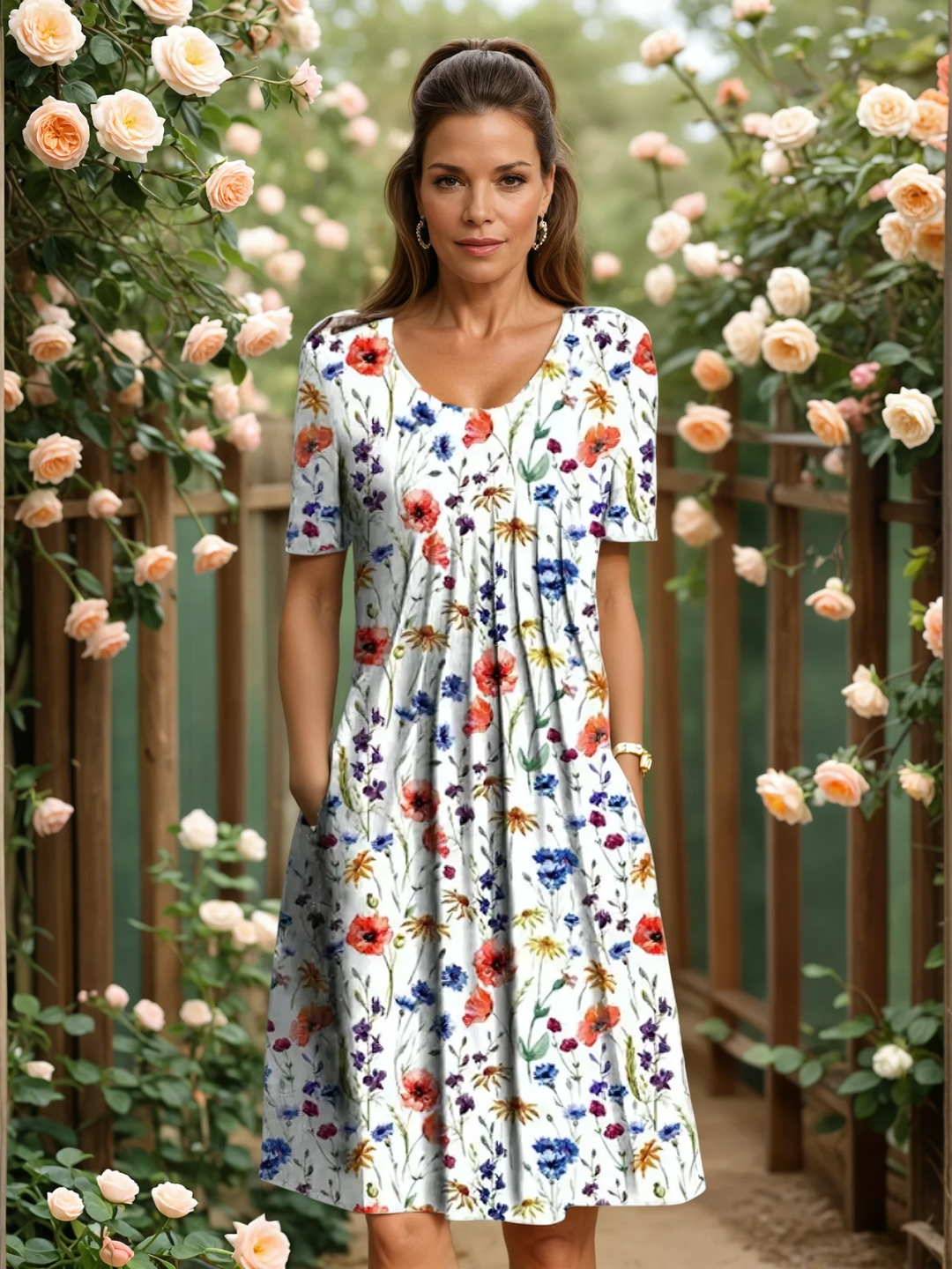 Elarisse | Bloemen midi jurk
