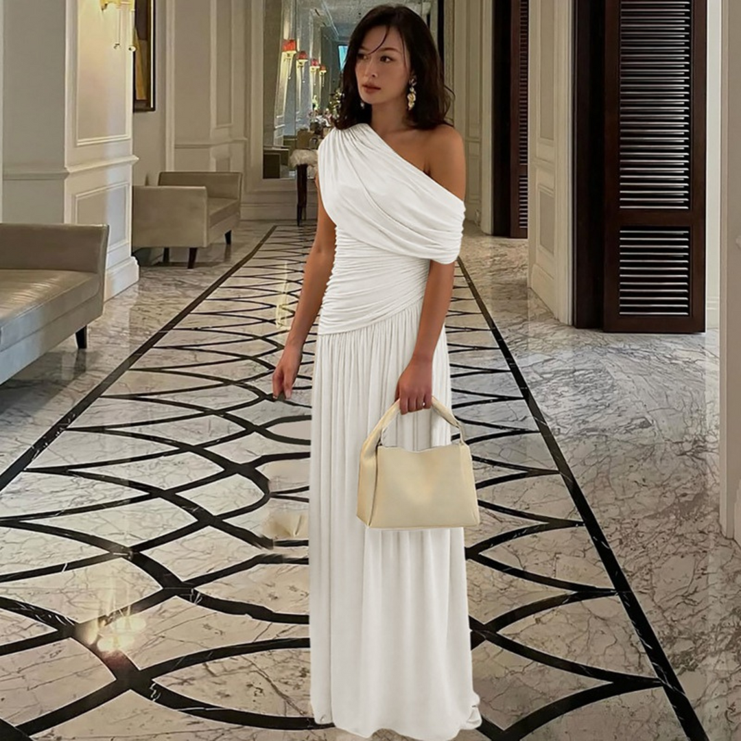 Shina™ | Elegante one shoulder evening maxi jurk