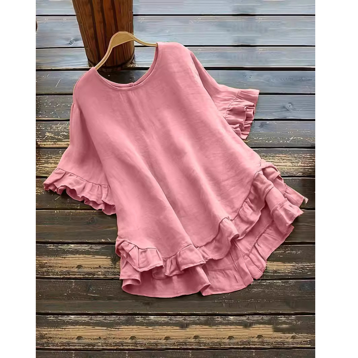Evita™ | Simple plus size ruffle hem summer blouse