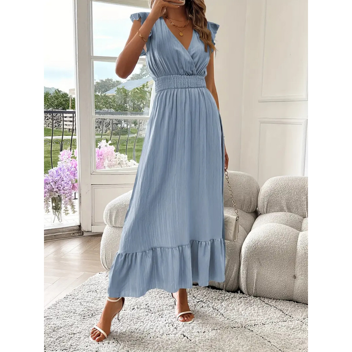 Avaleri™ | Elegante shirred V-hals summer maxi jurk