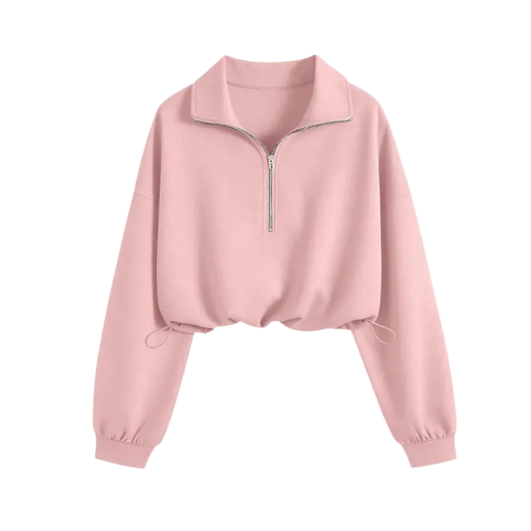 Isolene™ | Comfortabele half-zip drawstring cropped sweatshirt