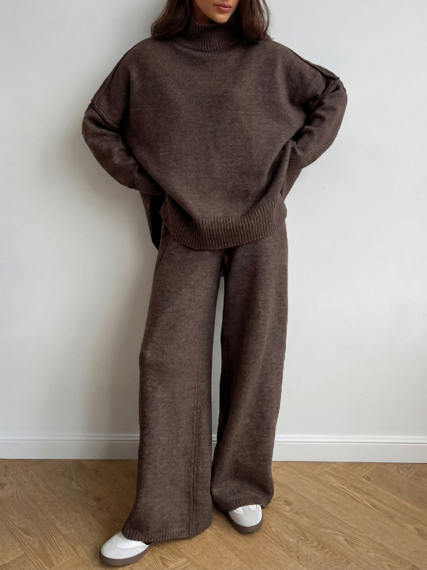 Beatrix™ | Turtleneck trui & wide-leg broek tweedelige set