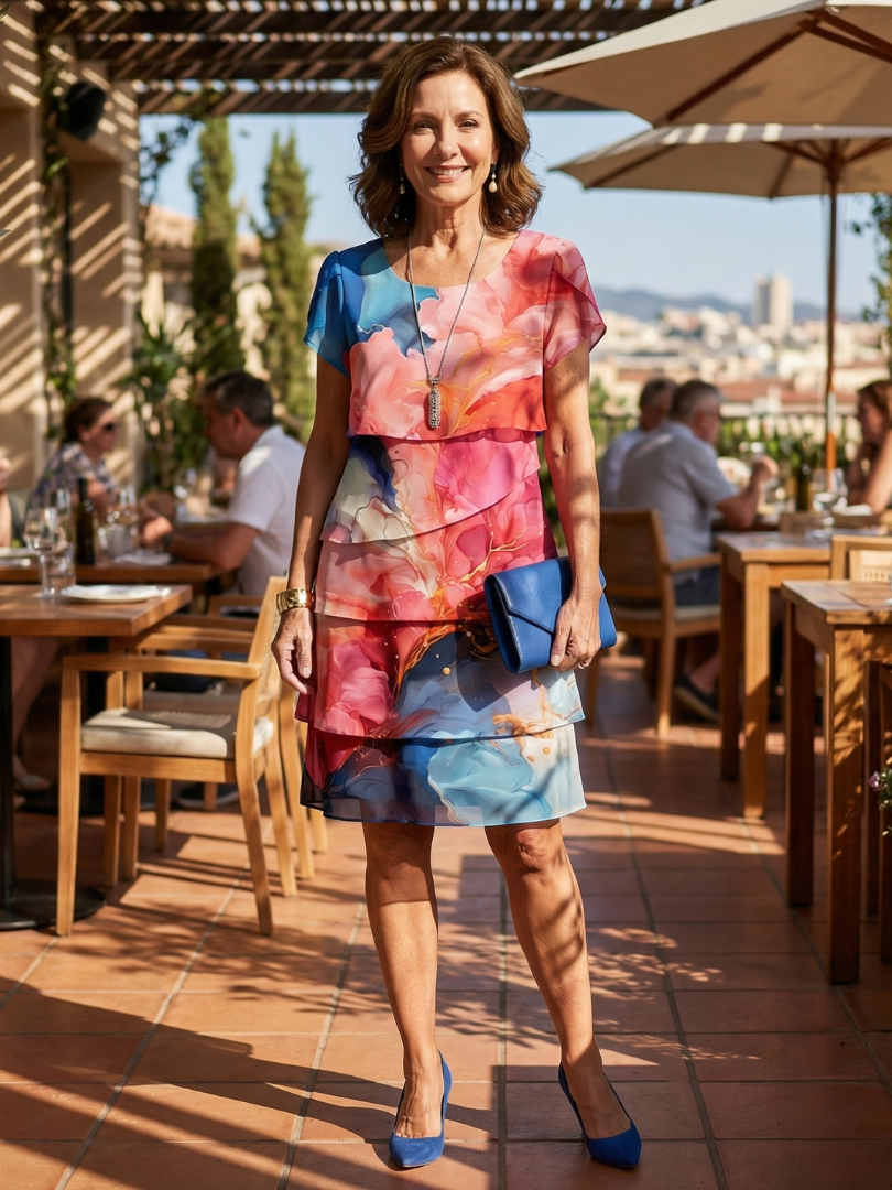 Mira | Poised marble knee length jurk