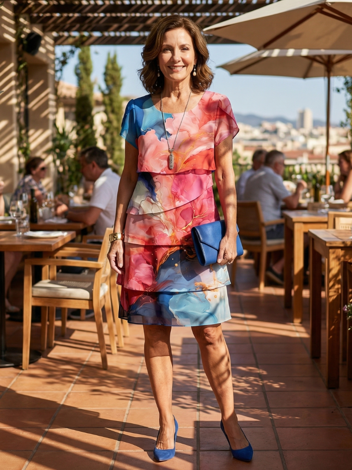 Mira | Poised marble knee length jurk