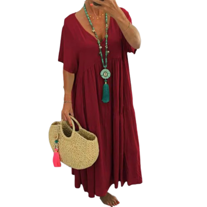 Viviani™ | Comfy V-hals casual ruffle boho jurk