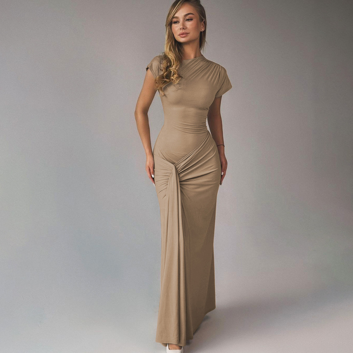 Jara™ | Elegante ruched bodycon wrap maxi jurk