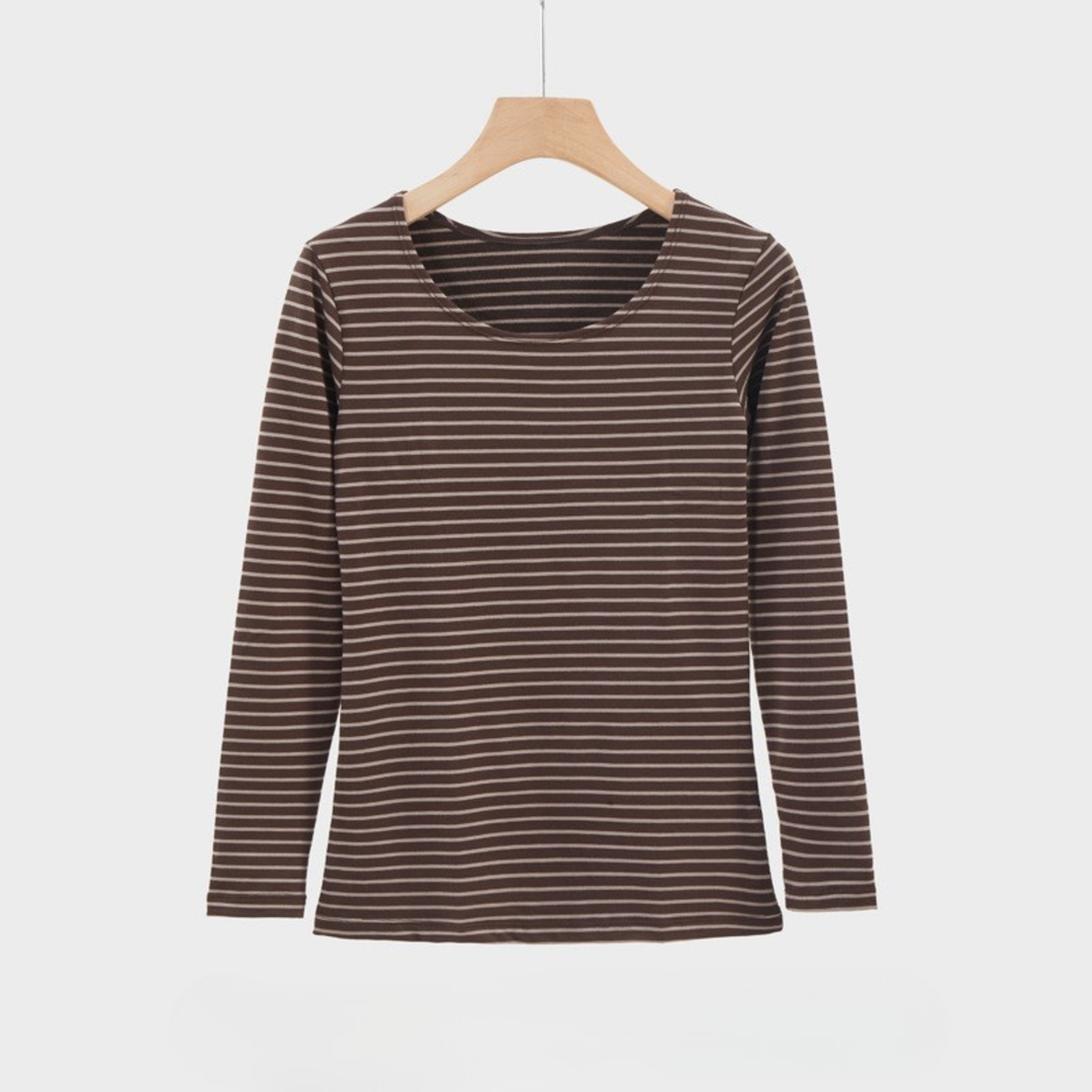 Evanthia™ | Casual gestreepte slim-fit lange mouwen top