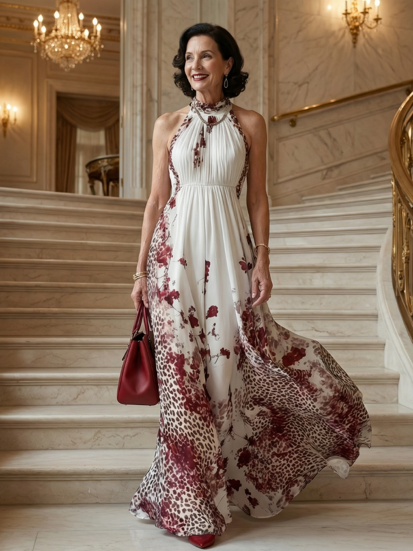 Orlune | Pleated white maxi jurk