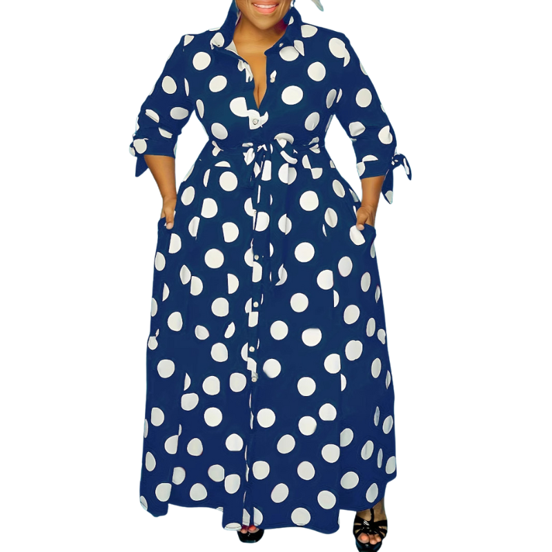 Marie™ | Stijlvolle polka dot shirtjurk met riem