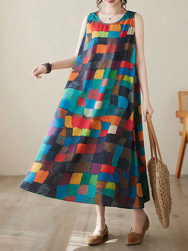 Belle | Jurk with colourful squares