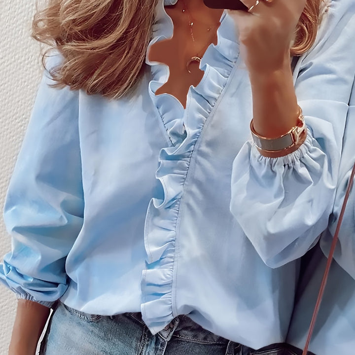 Maisy™ | Ruffled V-hals blouse