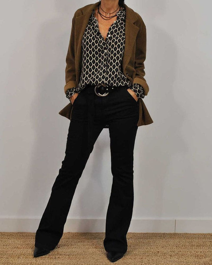 Elvira™ | Geometric V-hals blouse