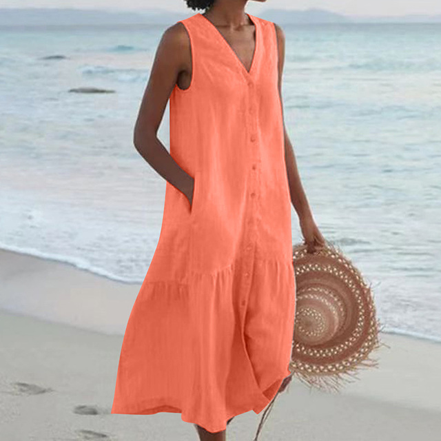 Thalia | Elegante zonder mouwen tummy-coverage midi jurk