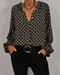 Elvira™ | Geometric V-hals blouse