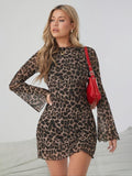 Olivia™ | Elegante leopard print long-sleeved figure-hugging jurk