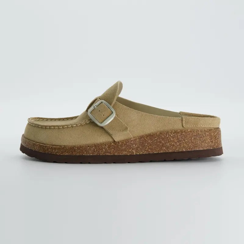 Elizabeth™ | Dames suède clogs met kurken voetbed
