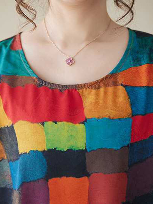 Belle | Jurk with colourful squares