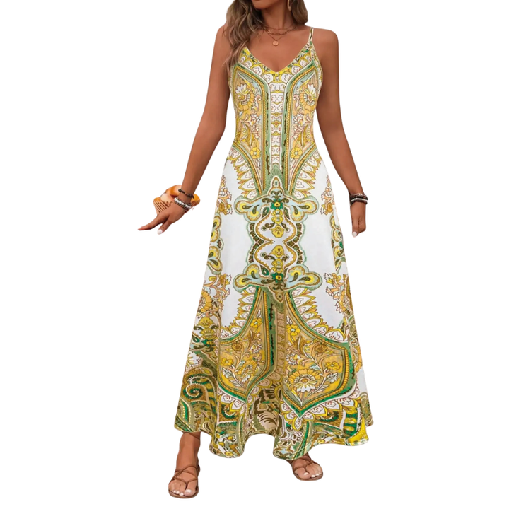 Helga™ | Soepel vallende bloemen vacation maxi jurk