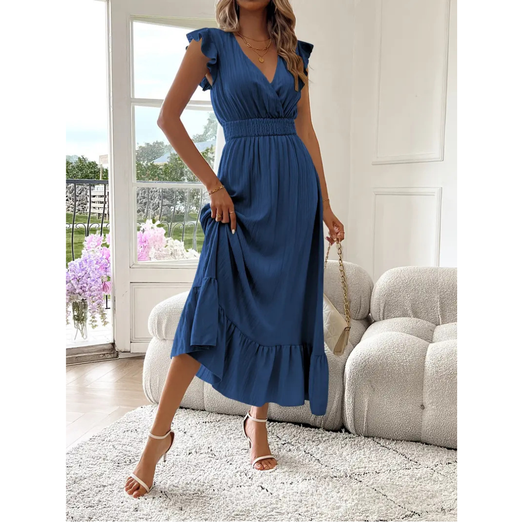 Avaleri™ | Elegante shirred V-hals summer maxi jurk