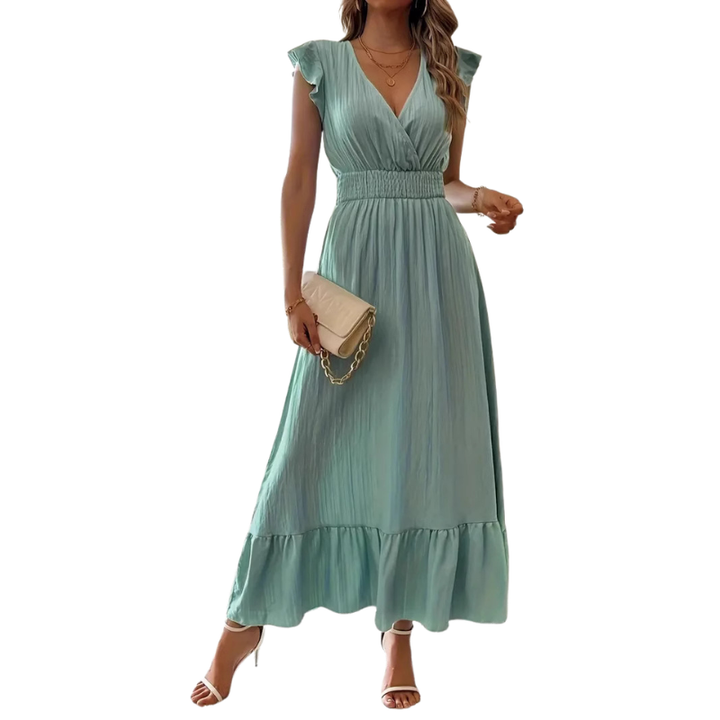 Catalina™ | Elegante shirred v neck maxi jurk