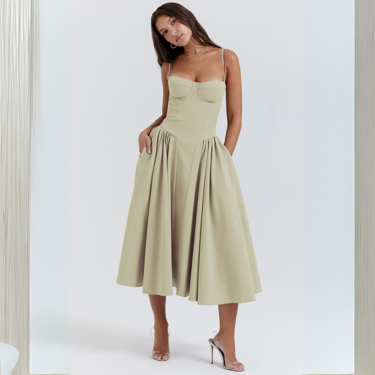 Trenta™ | Chique spaghetti strap bodycon midi jurk