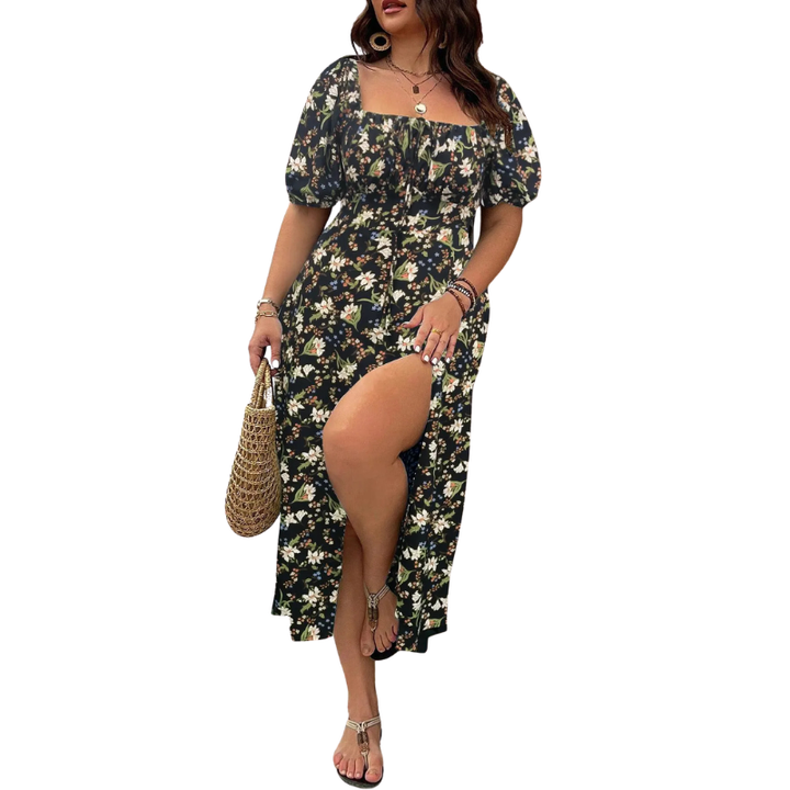 Serene™ | Elegante plus size tie front bloemenjurk