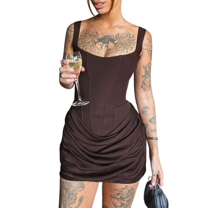 Maribeth™ | Sexy ruched drawstring corset mini jurk