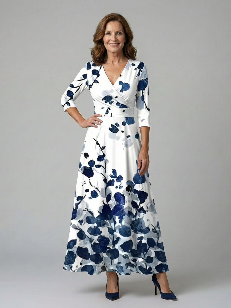 Celine | Cross wrap neck midi jurk